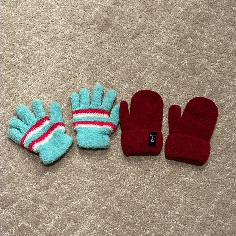 Kids' Cozy Winter Gloves Set - Red and Blue